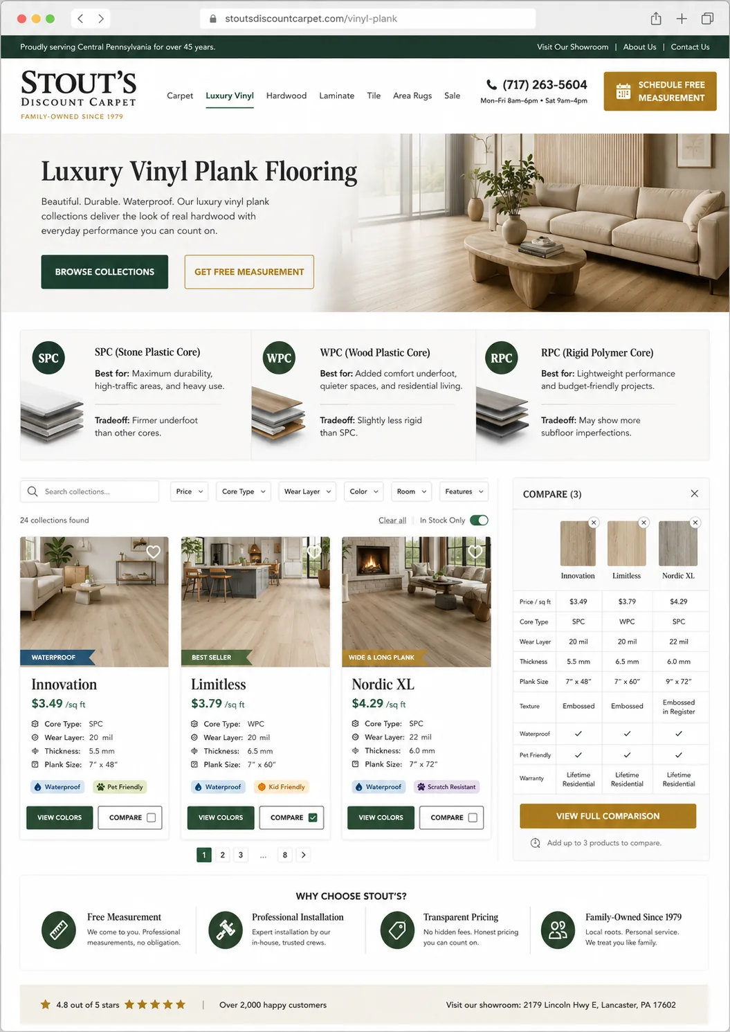 Flooring collection website interface